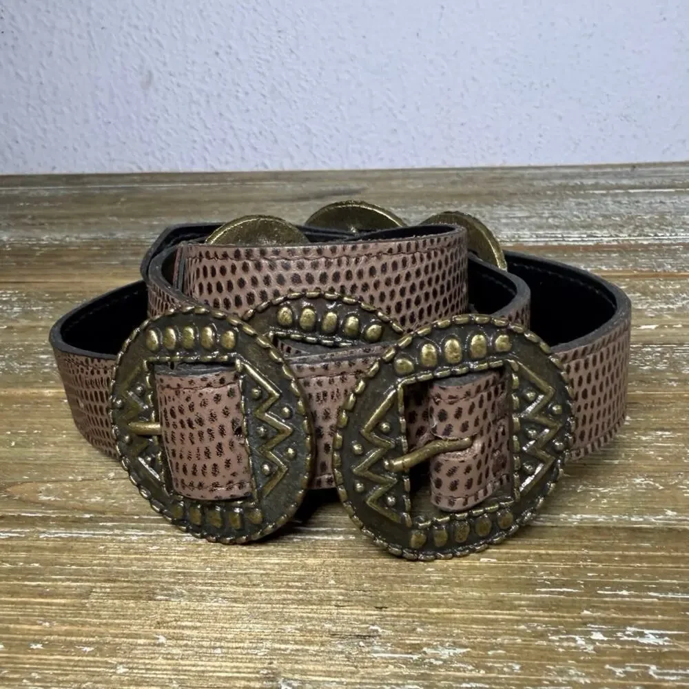 Vintage Boho Concho leather Belt Western Brown 40” Desertcore 90s Indie Festival